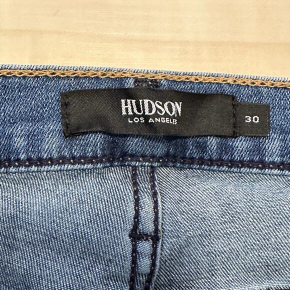 HUDSON Women 30 Jeans Split Leg Nico Mid Rise Cigarette Grommets Pintuck Lt Blue - Picture 9 of 15